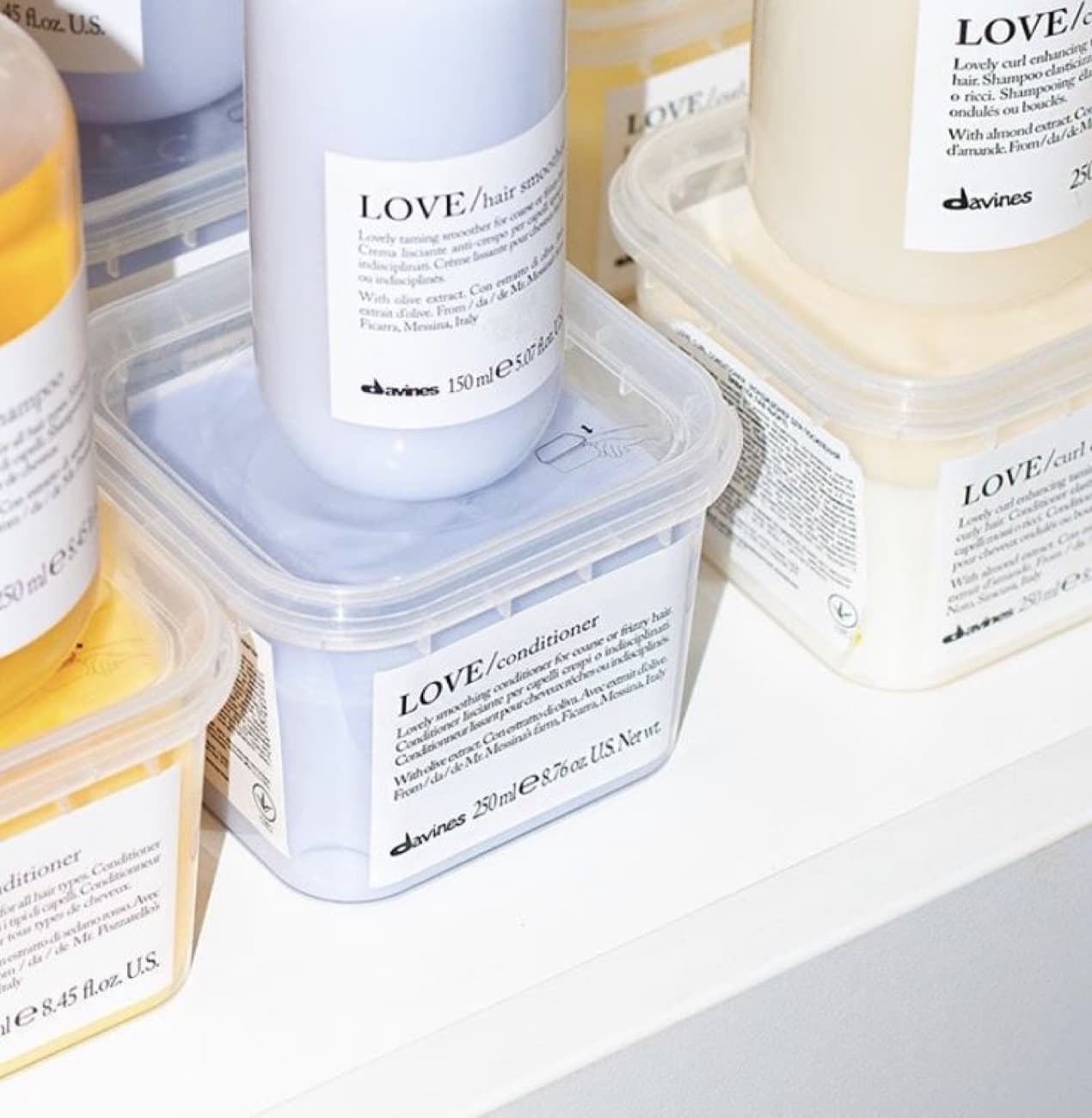 Davines LOVE range on a salon shelf